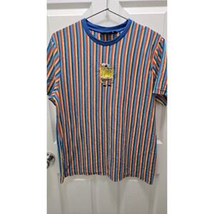 Nickelodeon SpongeBob SquarePants Striped T-Shirt Men Fits M/L Embroidered Logo‎